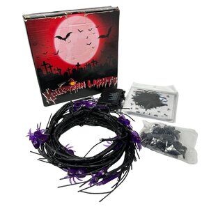 Halloween Twig Lights Purple Spider Decorations Multi Mode